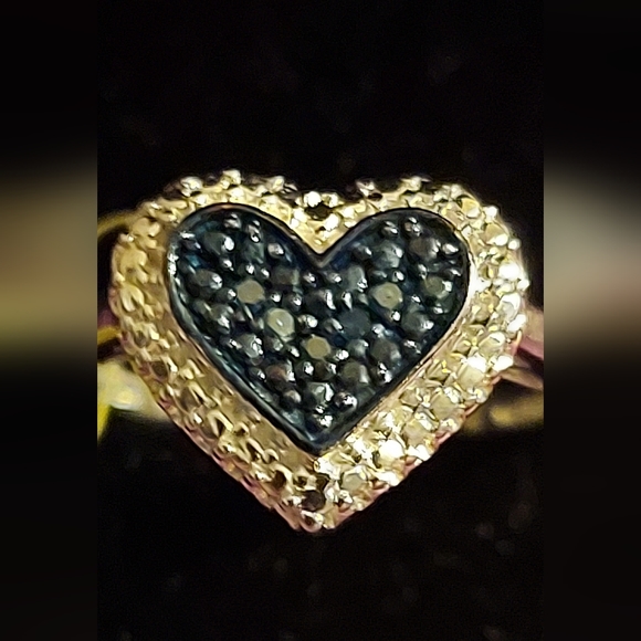 2147361-4. Blue Diamonds, Platinum over 925 Sterling Silver,  size 7 - Picture 2 of 7